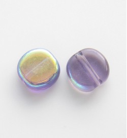 Flat Round 8mm Glass Coins ~ Light Purple