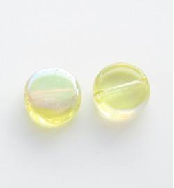 Flat Round 8mm Glass Coins ~ Light Yellow