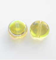 Flat Round 8mm Glass Coins ~ Yellow