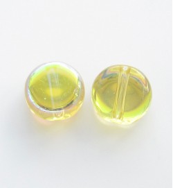 Flat Round 8mm Glass Coins ~ Yellow