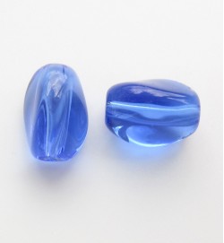 Twist Glass Ovals 13mm ~ Blue