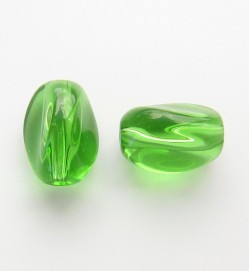 Twist Glass Ovals 13mm ~ Green