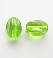 Twist Glass Ovals 13mm ~ Lime Green