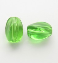 Twist Glass Ovals 13mm ~ Light Green