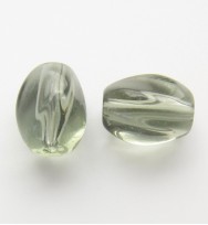 Twist Glass Ovals 13mm ~ Light Grey