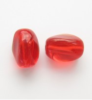 Twist Glass Ovals 13mm ~ Light Red