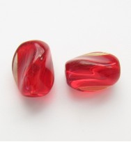 Twist Glass Ovals 13mm ~ Red