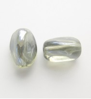 Twist Glass Ovals 13mm ~ Silver Grey