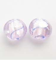 Silver Foil 14mm Flat Round With Lustre & Stripe ~ Pink