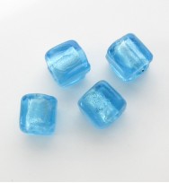 Silver Foil 6mm Cubes ~ Blue