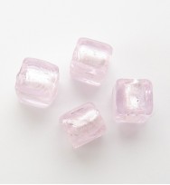 Silver Foil 6mm Cubes ~ Pink