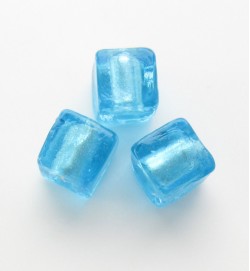 Silver Foil 8mm Cubes ~ Blue