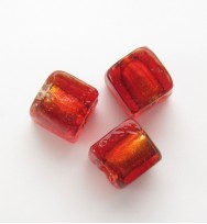 Silver Foil 8mm Cubes ~ Red
