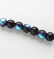 Smooth Glass Beads 4mm ~ Black AB