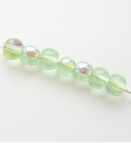 Smooth Glass Beads 4mm ~ Green AB