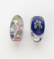 Silver Foil 12mm Flat Oval Beads ~ Purple