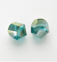 Faceted Helix 7mm Crystal Beads ~ Dark Green