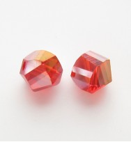 Faceted Helix 7mm Crystal Beads ~ Red