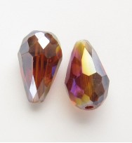 Crystal Glass 15mm Faceted Teardrops ~ Amber