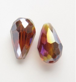 Crystal Glass 15mm Faceted Teardrops ~ Amber