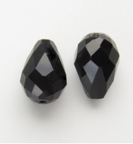 Crystal Glass 15mm Faceted Teardrops ~ Black