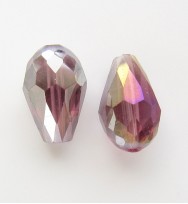 Crystal Glass 15mm Faceted Teardrops ~ Crimson