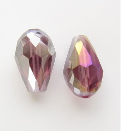 Crystal Glass 15mm Faceted Teardrops ~ Crimson