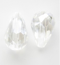 Crystal Glass 15mm Faceted Teardrops ~ Crystal