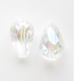 Crystal Glass 15mm Faceted Teardrops ~ Crystal AB