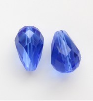Crystal Glass 15mm Faceted Teardrops ~ Dark Blue