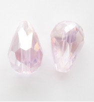 Crystal Glass 15mm Faceted Teardrops ~ Light Pink