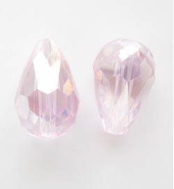 Crystal Glass 15mm Faceted Teardrops ~ Light Pink