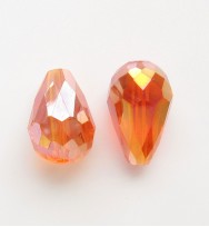 Crystal Glass 15mm Faceted Teardrops ~ Orange