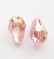 Crystal Glass 15mm Faceted Teardrops ~ Pink