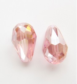 Crystal Glass 15mm Faceted Teardrops ~ Pink