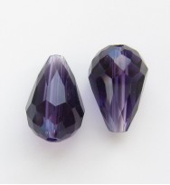 Crystal Glass 15mm Faceted Teardrops ~ Purple