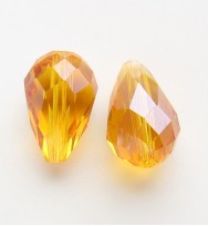 Crystal Glass 15mm Faceted Teardrops ~ Yellow