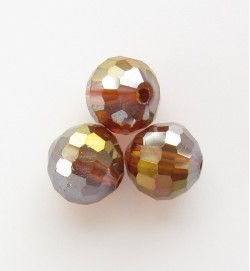 Faceted 8mm Crystal Round Beads ~ Amber