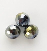 Faceted 8mm Crystal Round Beads ~ Black