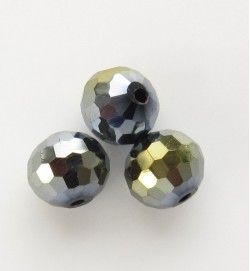 Faceted 8mm Crystal Round Beads ~ Black