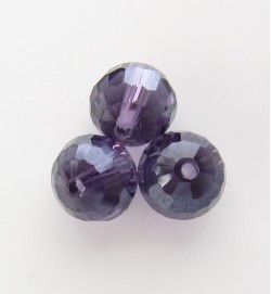 Faceted 8mm Crystal Round Beads ~ Dark Purple