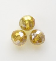 Faceted 8mm Crystal Round Beads ~ Dark Yellow