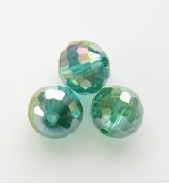Faceted 8mm Crystal Round Beads ~ Green