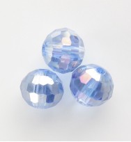 Faceted 8mm Crystal Round Beads ~ Light Blue