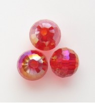 Faceted 8mm Crystal Round Beads ~ Red