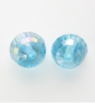 Faceted 10mm Crystal Round Beads ~ Aqua
