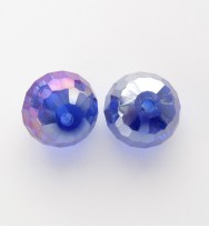 Faceted 10mm Crystal Round Beads ~ Blue