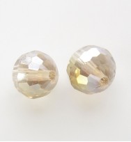 Faceted 10mm Crystal Round Beads ~ Champagne