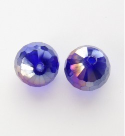 Faceted 10mm Crystal Round Beads ~ Dark Blue