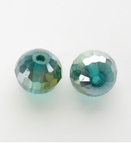 Faceted 10mm Crystal Round Beads ~ Dark Green